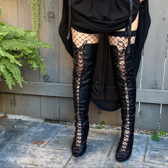 Cape Robbin Shoes - cape robbin thigh high lace up olga boots size 7
